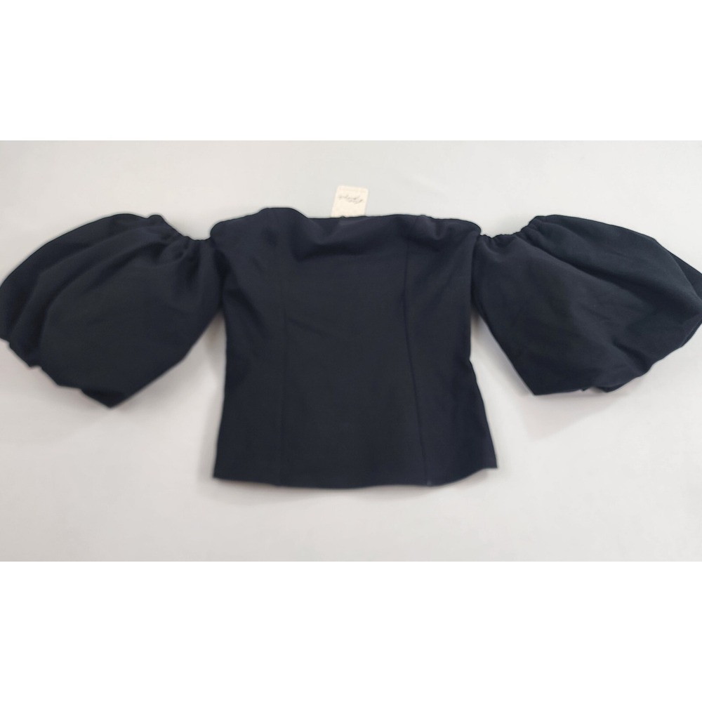 Free People Black Off Shoulder Puff Sleeve Blouse Top S OB1656715 NEW $148